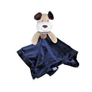 Carter's My First Puppy Dog Security Blanket Rattle Lovey Navy Blue Tan Dog 2012